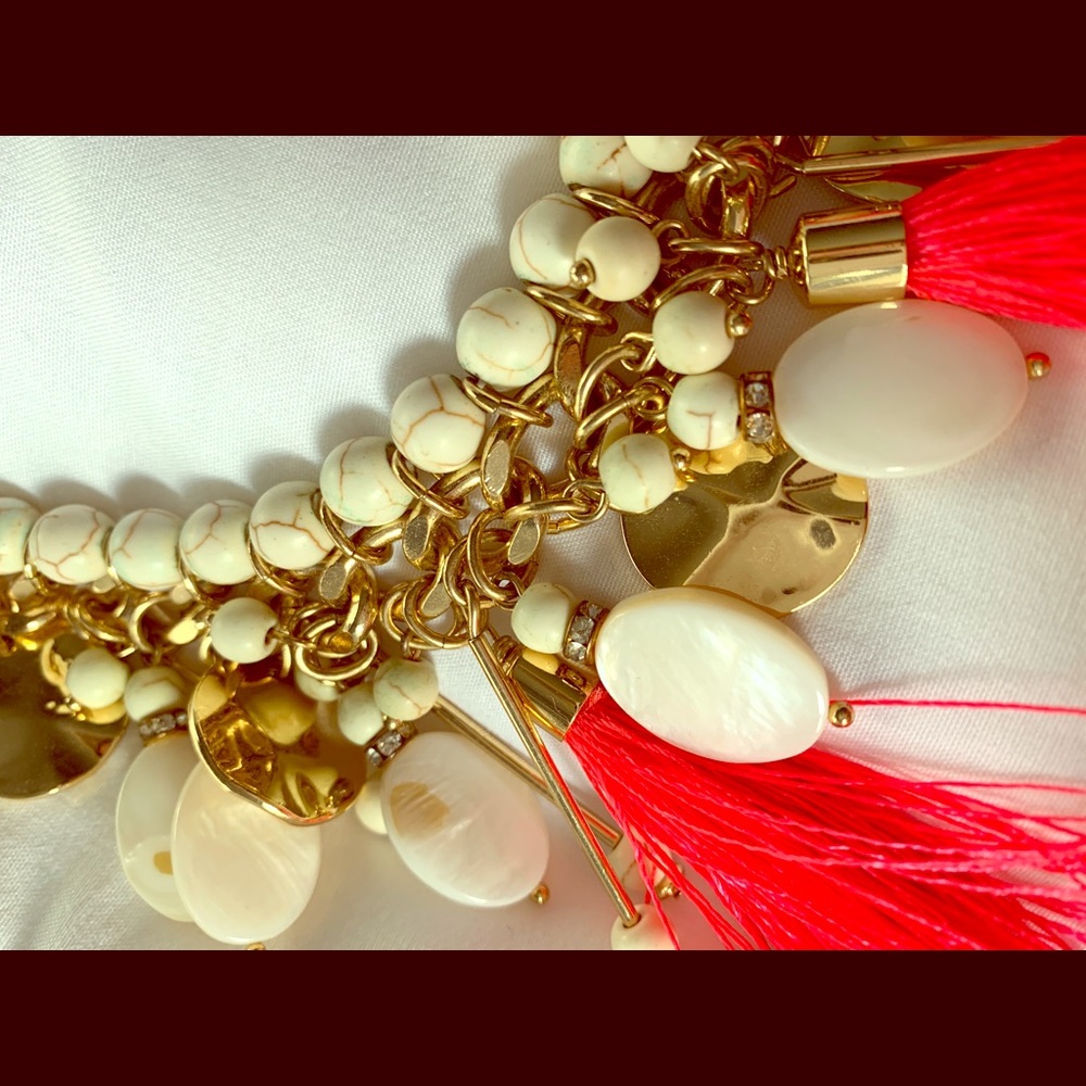 Lily Pulitzer gold and pink statement necklace